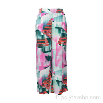 Pantalon droit à imprimé géométrique coloré populaire pour femmes